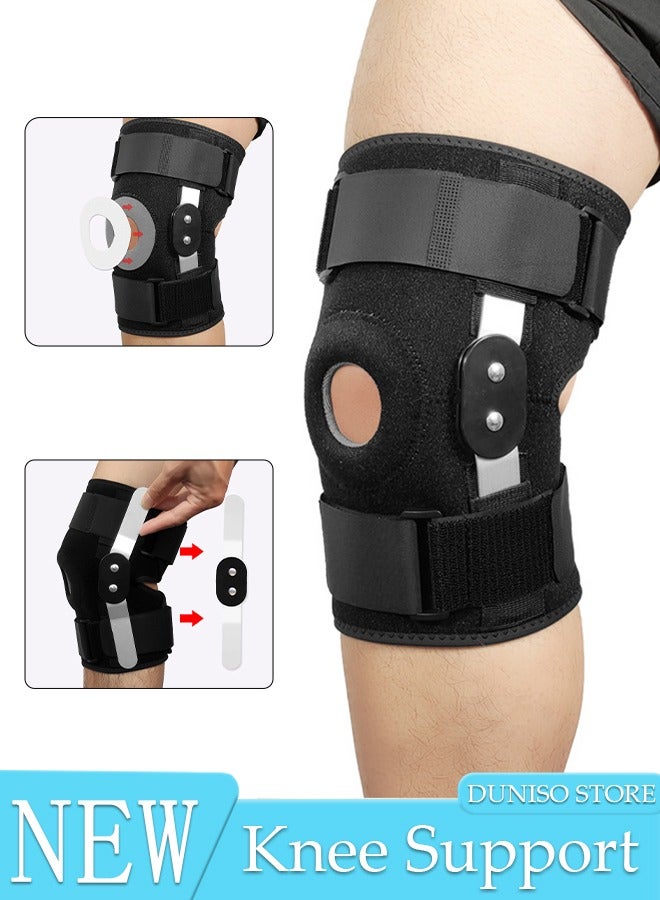 Knee Pad Knee Brace with Side Stabilizers and Patella Gel Pads Adjustable Compression Knee Support Braces for Knee Pain Meniscus Tear ACL MCL Arthritis Joint Pain Relief Injury Recovery