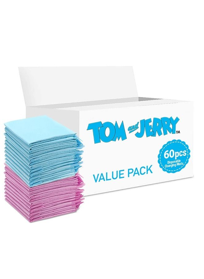 Tom And Jerry Disposable Changing Mats, 60 Counts