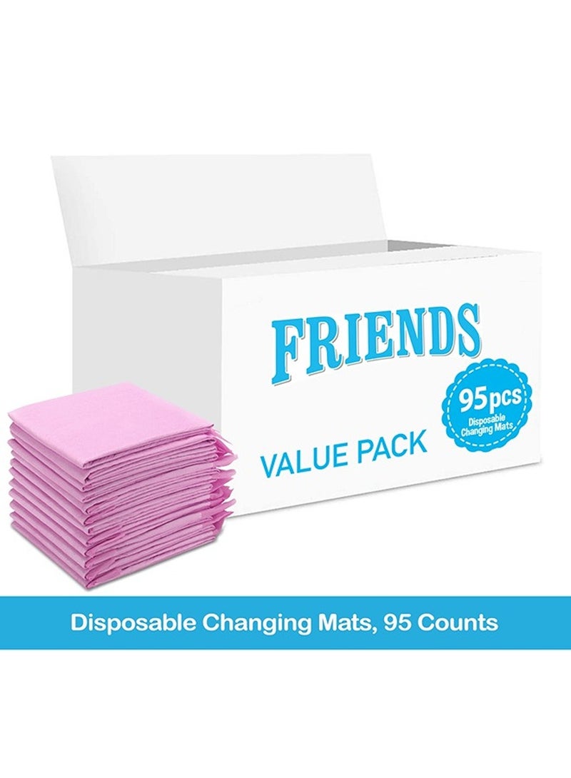 Friends Disposable Changing Mats 95 Counts Soft Waterproof Mat Portable Leak Proof Changing Mat New Mom Leak Proof Under pad Mattress Table Protector Pad