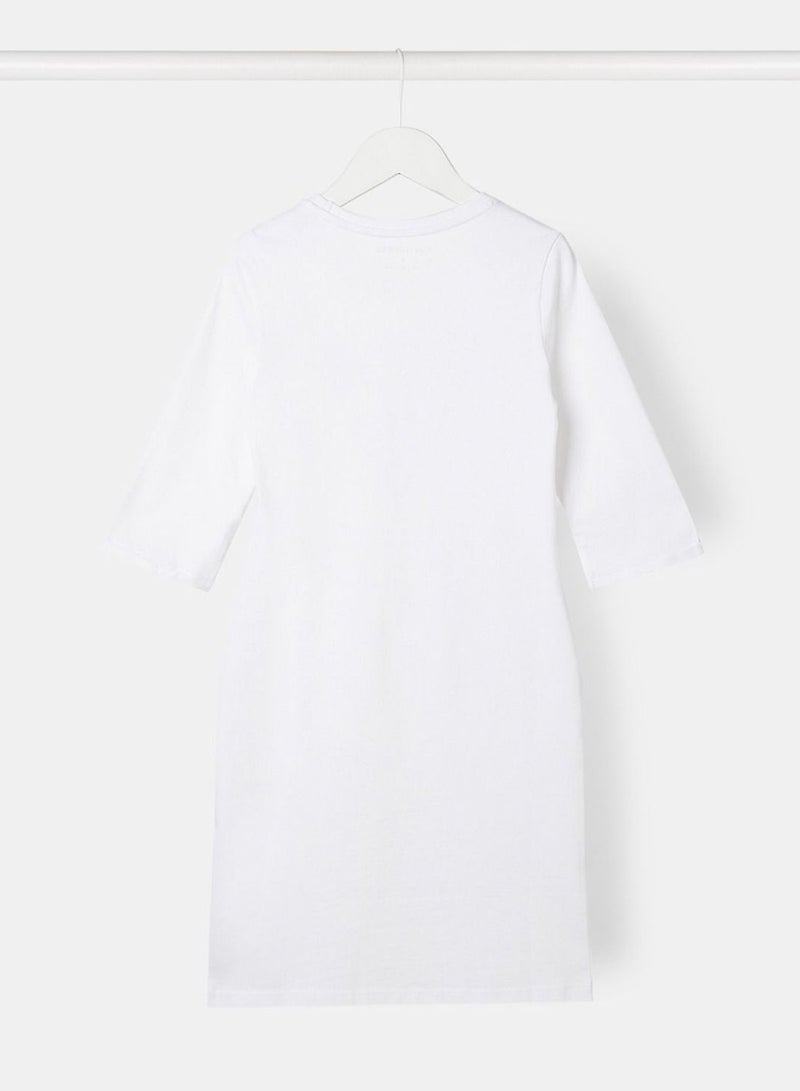 White Graphic T-Shirt Dress