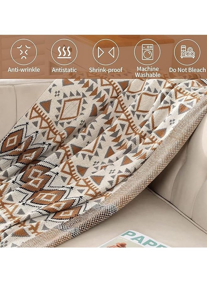 Boho Throw Blanket, Home Decor Stripe Woven Blanket with Tassels, Super Soft Cozy Lightweight Warm for Chair Bed Couch Decorative, Knit Throw Blankets for Bed Couch Sofa Office (150x200cm, Beige)