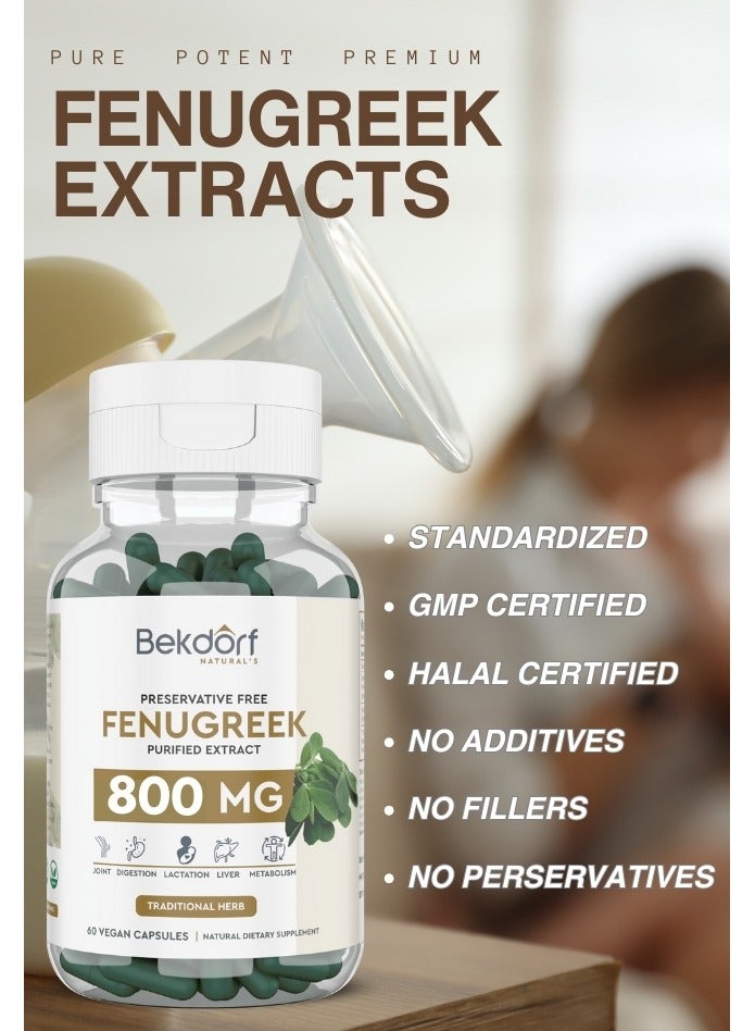 Fenugreek Purified Extract Support Lactation, Diabetes And Heart Health- 60 Vegan Capsules