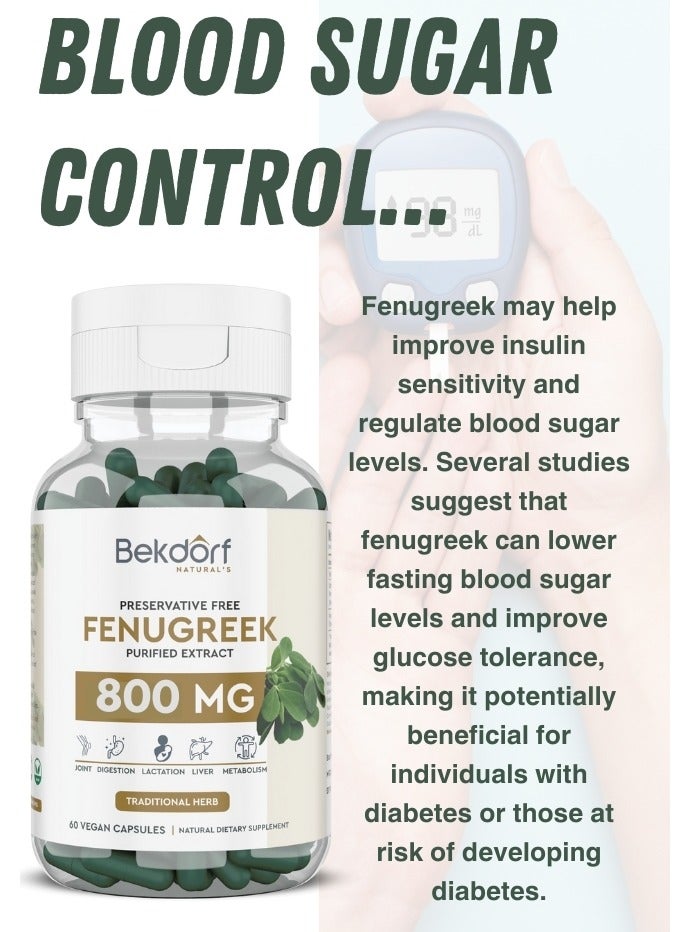 Fenugreek Purified Extract Support Lactation, Diabetes And Heart Health- 60 Vegan Capsules