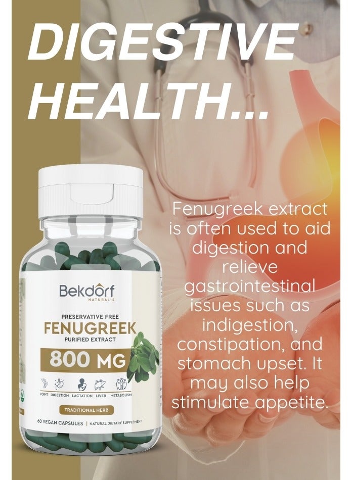 Fenugreek Purified Extract Support Lactation, Diabetes And Heart Health- 60 Vegan Capsules