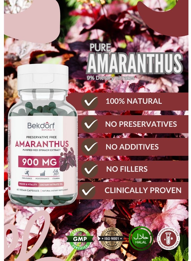 Amaranthus Purified Red spinach Extract Vigor And Vitality- 60 Vegan Capsules