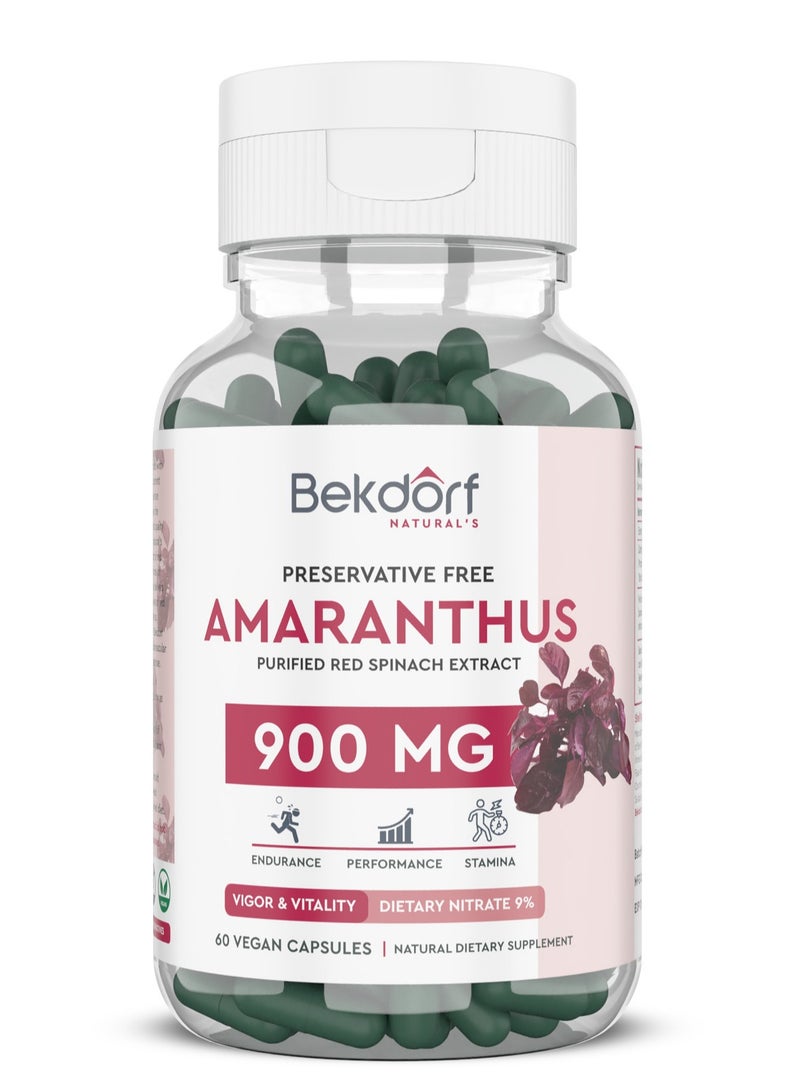 Amaranthus Purified Red spinach Extract Vigor And Vitality- 60 Vegan Capsules
