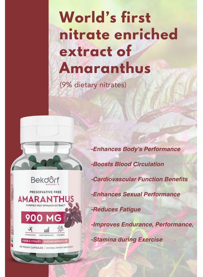 Amaranthus Purified Red spinach Extract Vigor And Vitality- 60 Vegan Capsules