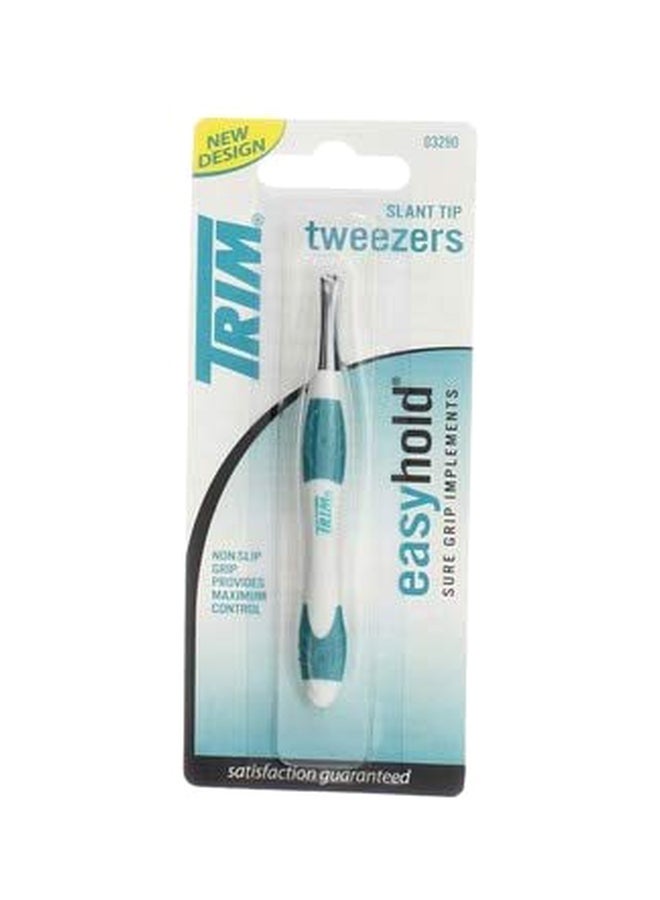 Pack Of 3 Slant Tip Tweezers Black/Blue/Silver