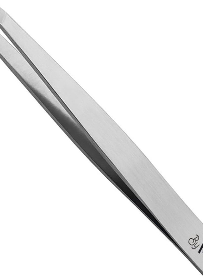 Slant And Flat Tip Tweezer Silver 3.8inch
