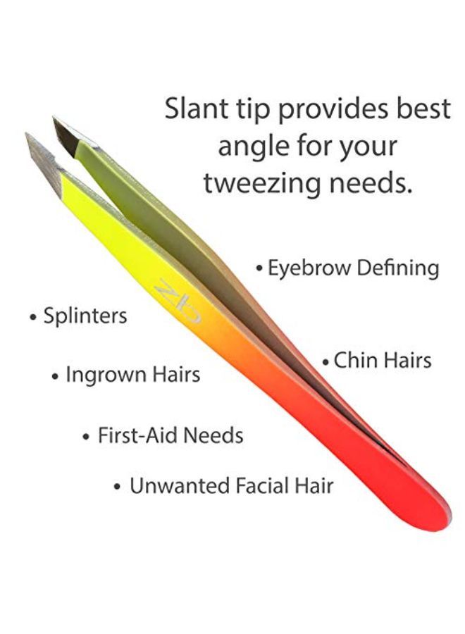 Tweezers - Limited Edition Sherbet Ombre Slant Tip - Best Tweezer For Eyebrow, Facial Hair Removal And Your Precision Needs