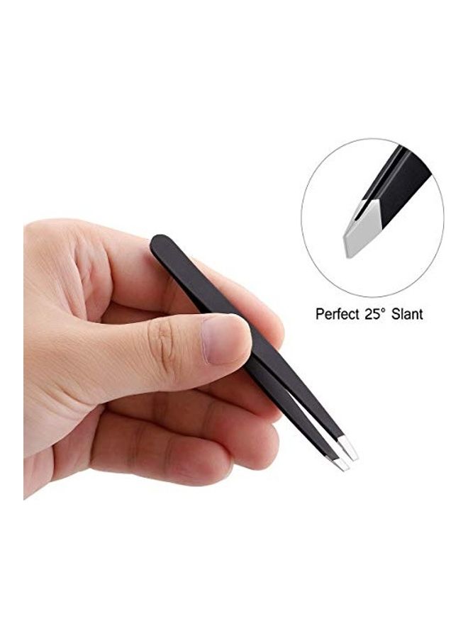 2-Piece Stainless Steel Tweezer Set Black