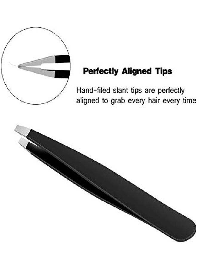 2-Piece Stainless Steel Tweezer Set Black