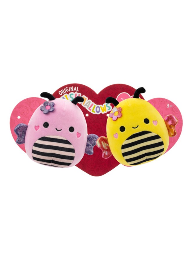 7.5 inch Sunny the Yellow Bumblebee + Leonie the Pink Bumblebee , Officially Licensed Kellytoy Plush Toy, Colorful Soft Toy, Gift for Kids, Girls & Boys Washable Squishy Stuff Toy Multicolor All Age