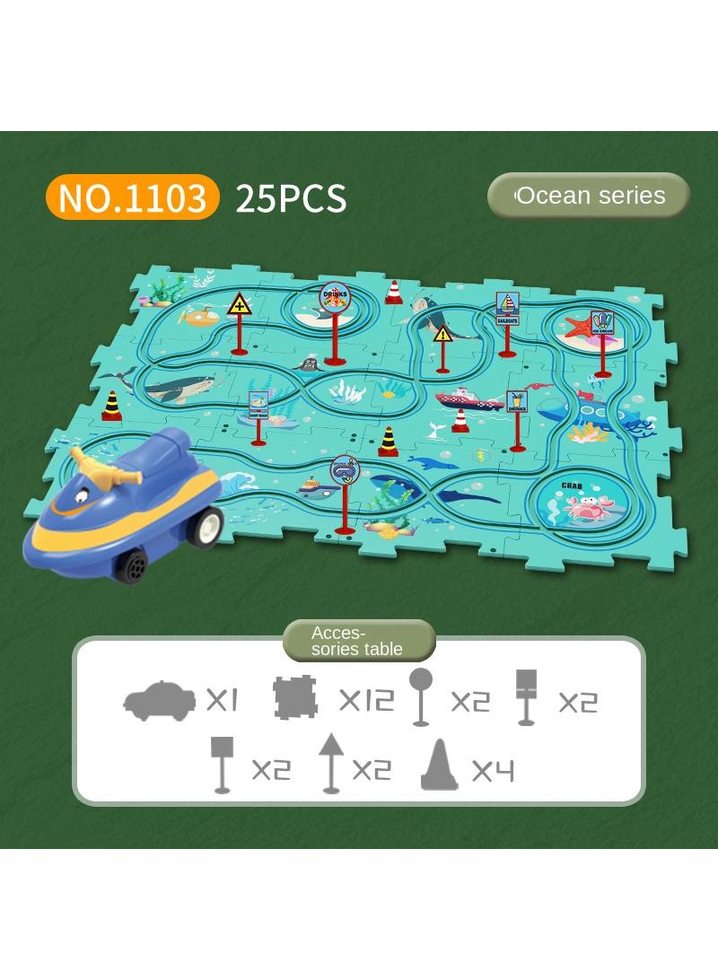 25pcs Puzzle Diy Track Car Educational Toy Set
