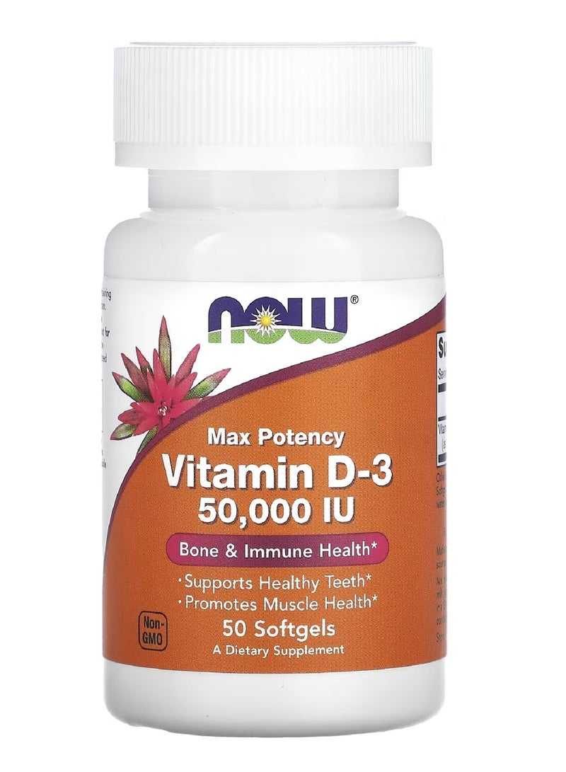 Vitamin D-3 Max Potency 50,000 IU 50 Softgels