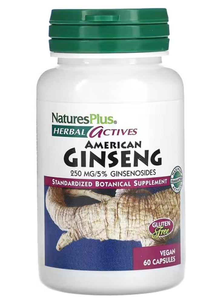 Herbal Actives, American Ginseng, 250 mg, 60 Vegan Capsules