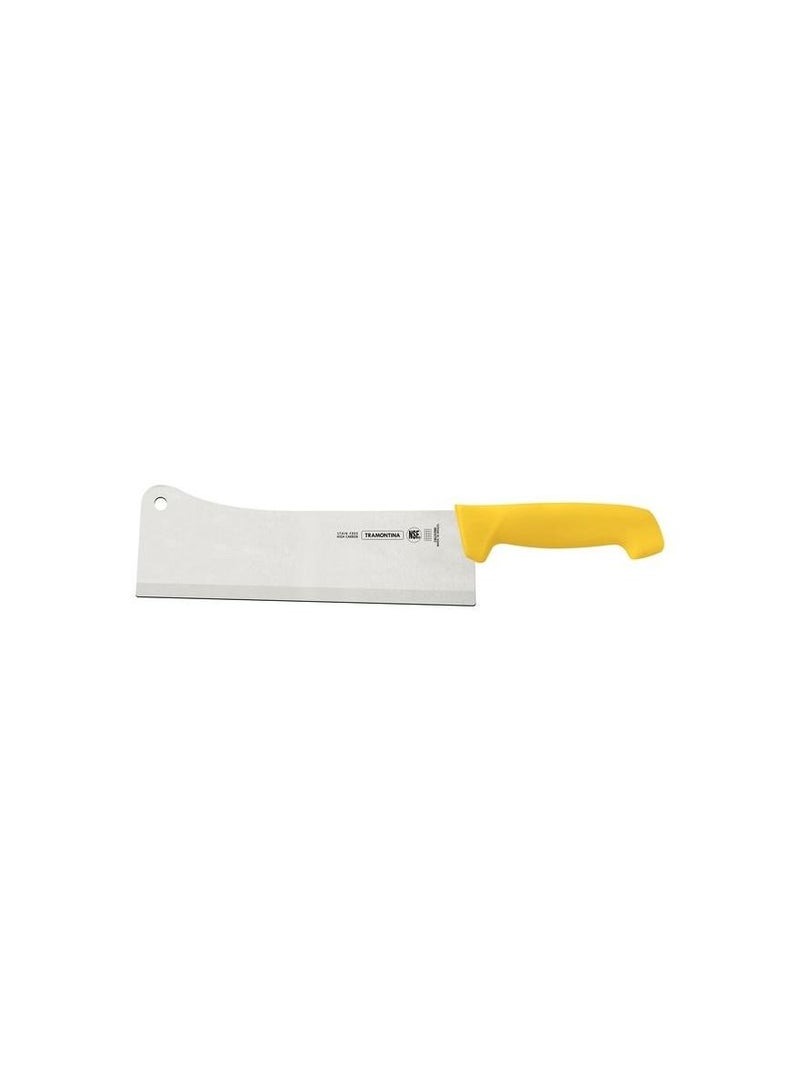 Professional 10 Inches Cleaver Knife with Stainless Steel Blade and Yellow Polypropylene Handle with Antimicrobial Protection