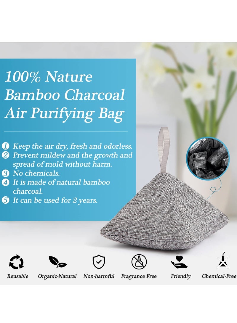 Charcoal Bags Odor Absorber, Nature Fresh Bamboo Activated Charcoal Air Purifying Bag, Air Freshener For Home kitchen Drawer Shoe Cabinets Basement Room Refrigerator Car Smell (5Pack)