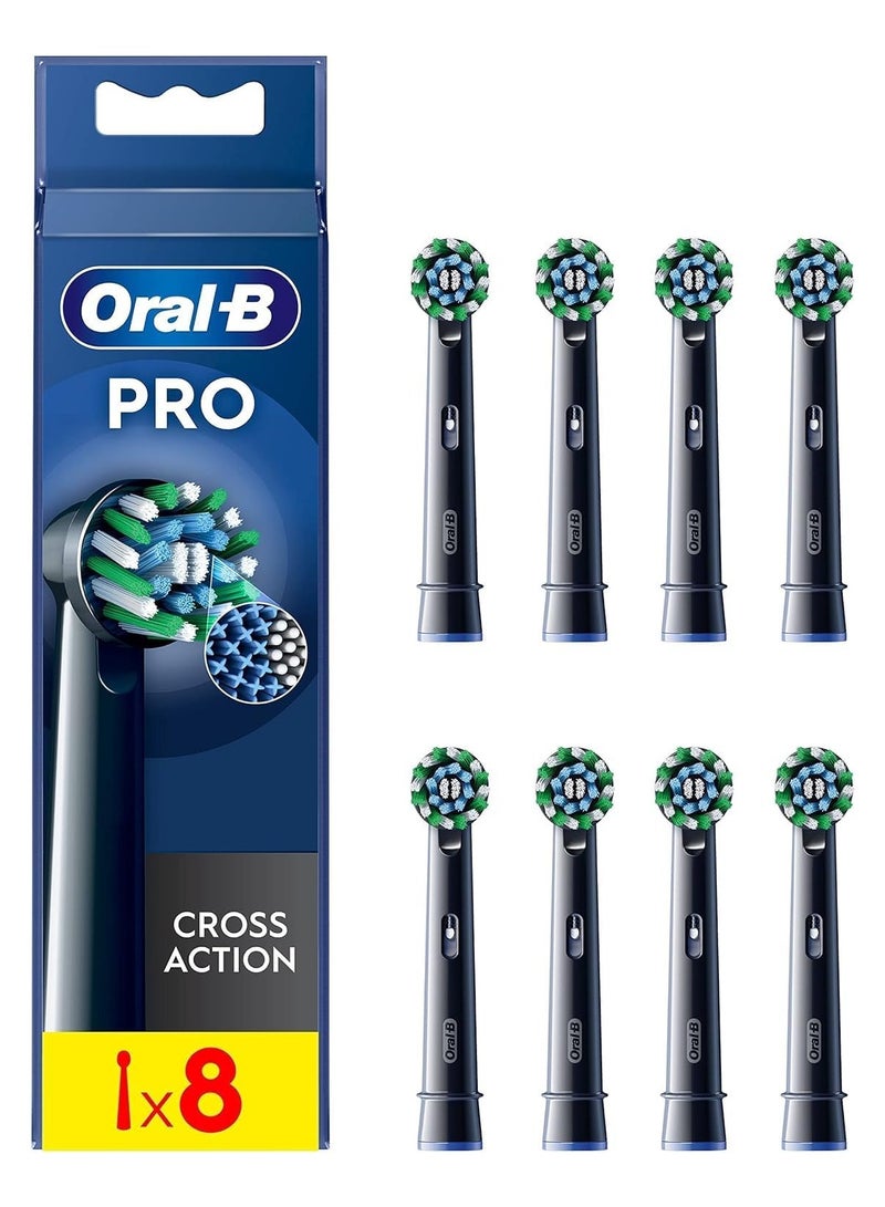 Oral-B Pro Cross Action Electric Toothbrush Head, X-Shape And Angled Bristles for Deeper Plaque Removal, Pack of 8 , Black