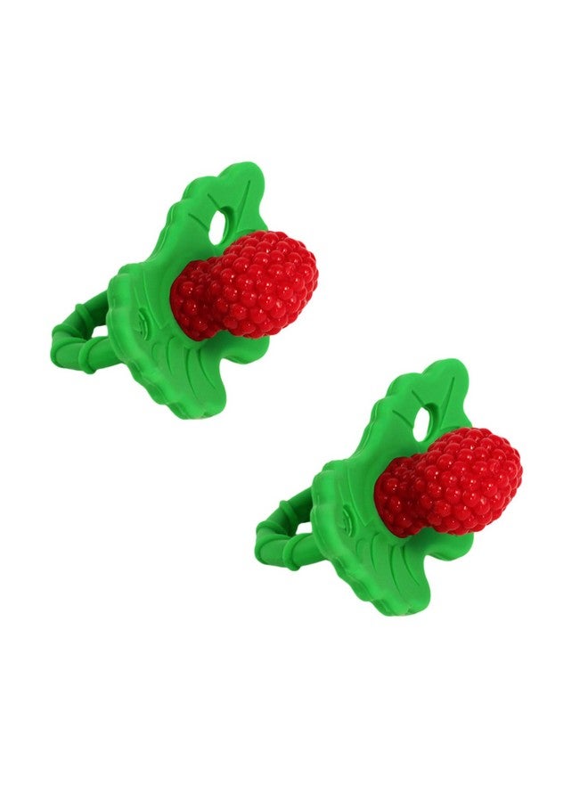 Razberry Silicone Baby Teether Toy (2Pack) Berrybumps Soothe Babies Sore Gums Infant Teething Toy Hands Free Design Bpa Free Easytohold Design Teething Relief Pacifier Red