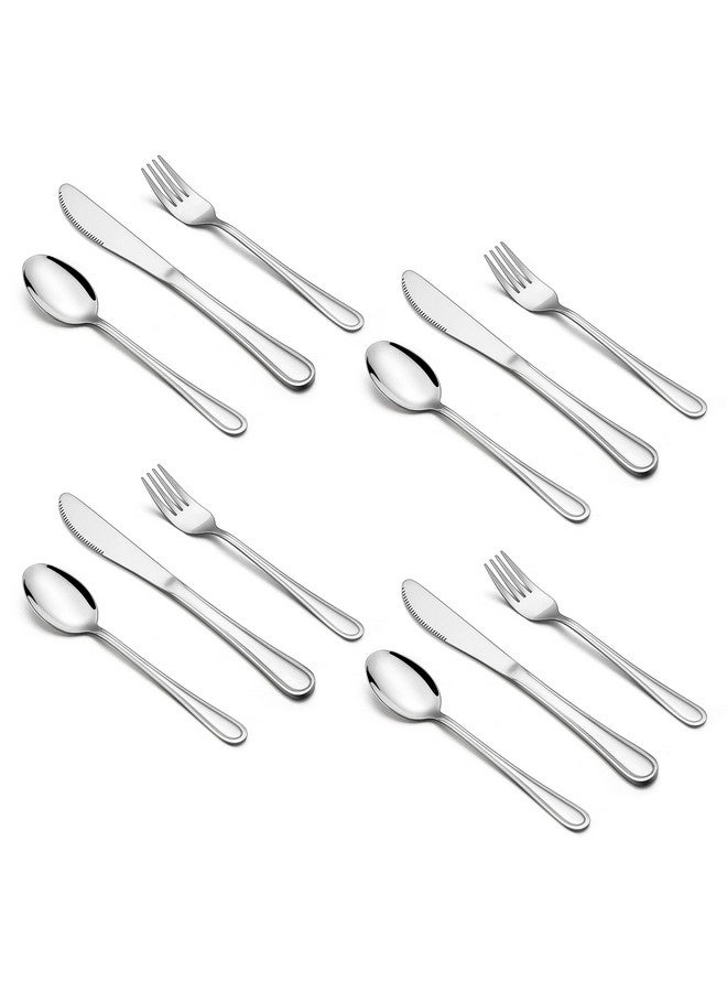 12Piece Kids Silverware Haware Stainless Steel Toddler Utensils Flatware Set Preschooler Eating Utensils Includes 4 Spoons 4 Forks 4 Knives Metal Children Cutlery For Home School Mirror Finished