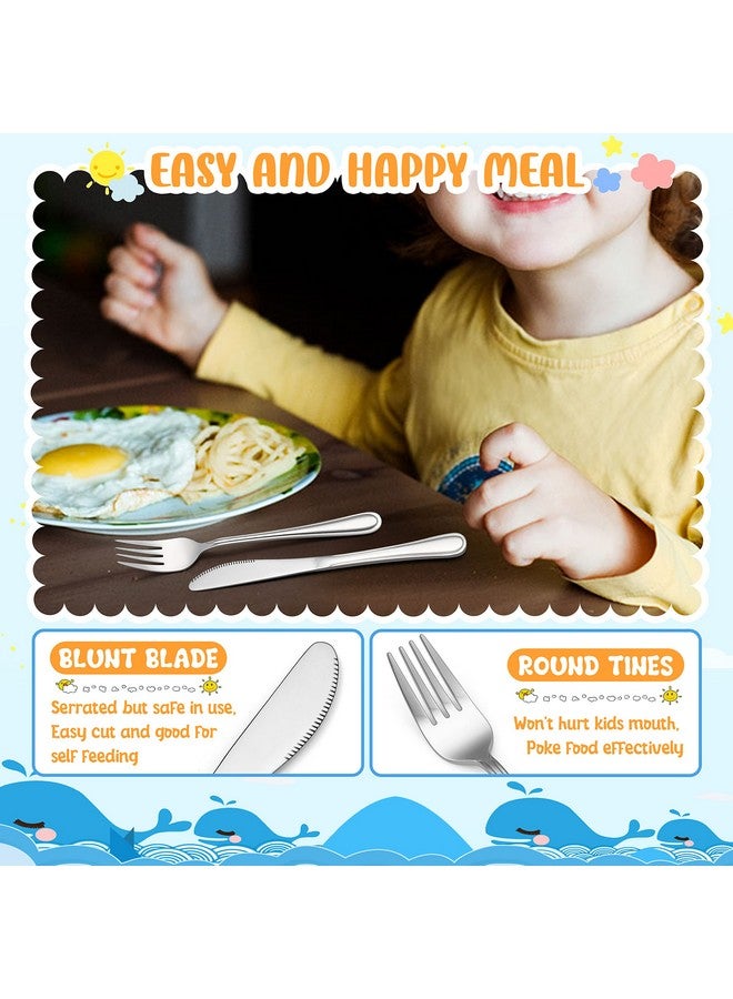 12Piece Kids Silverware Haware Stainless Steel Toddler Utensils Flatware Set Preschooler Eating Utensils Includes 4 Spoons 4 Forks 4 Knives Metal Children Cutlery For Home School Mirror Finished