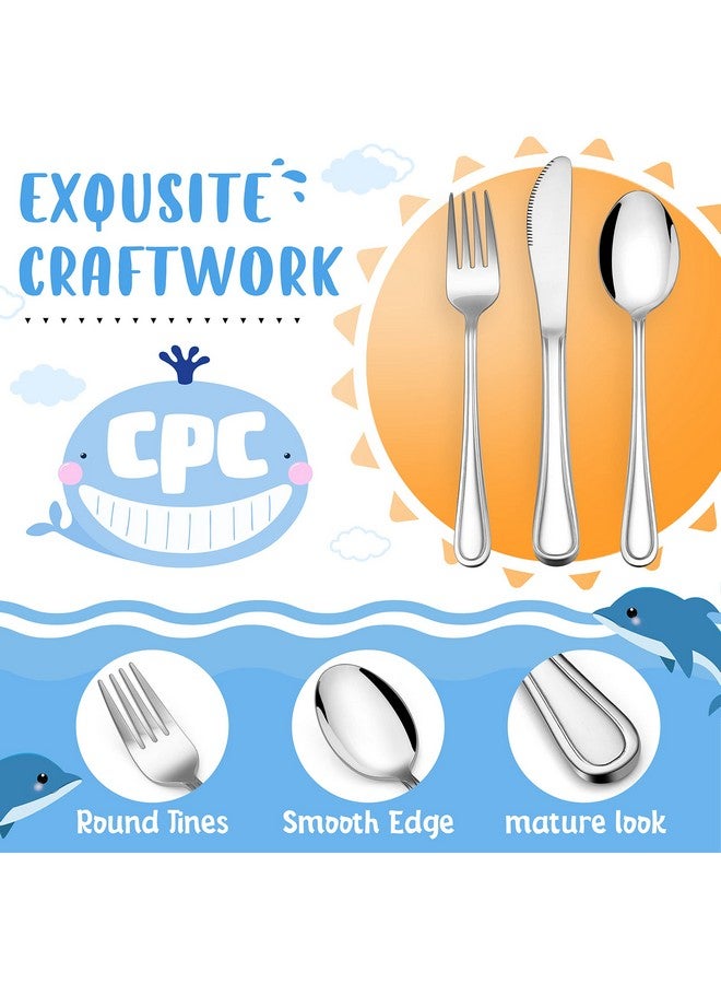 12Piece Kids Silverware Haware Stainless Steel Toddler Utensils Flatware Set Preschooler Eating Utensils Includes 4 Spoons 4 Forks 4 Knives Metal Children Cutlery For Home School Mirror Finished