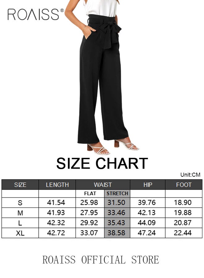 Women Career Suit Pants with Light Business Style Relaxed Straight Leg Trousers Versatile Wide Leg Long Pants with Waist Belt Perfect for Stylish and Sophisticated Commute
