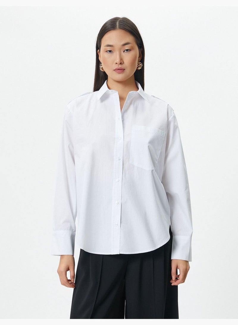 Cotton Pocket Detail Long Sleeve Shirt