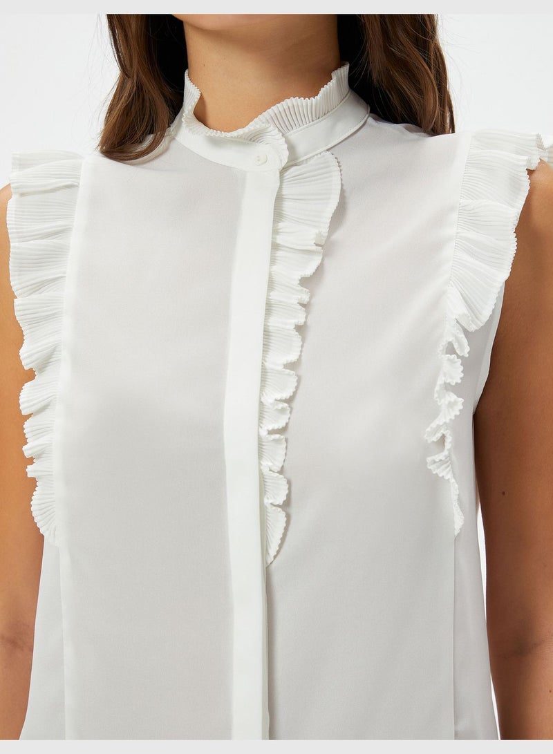 Sleeveless Ruffle Chiffon Shirt