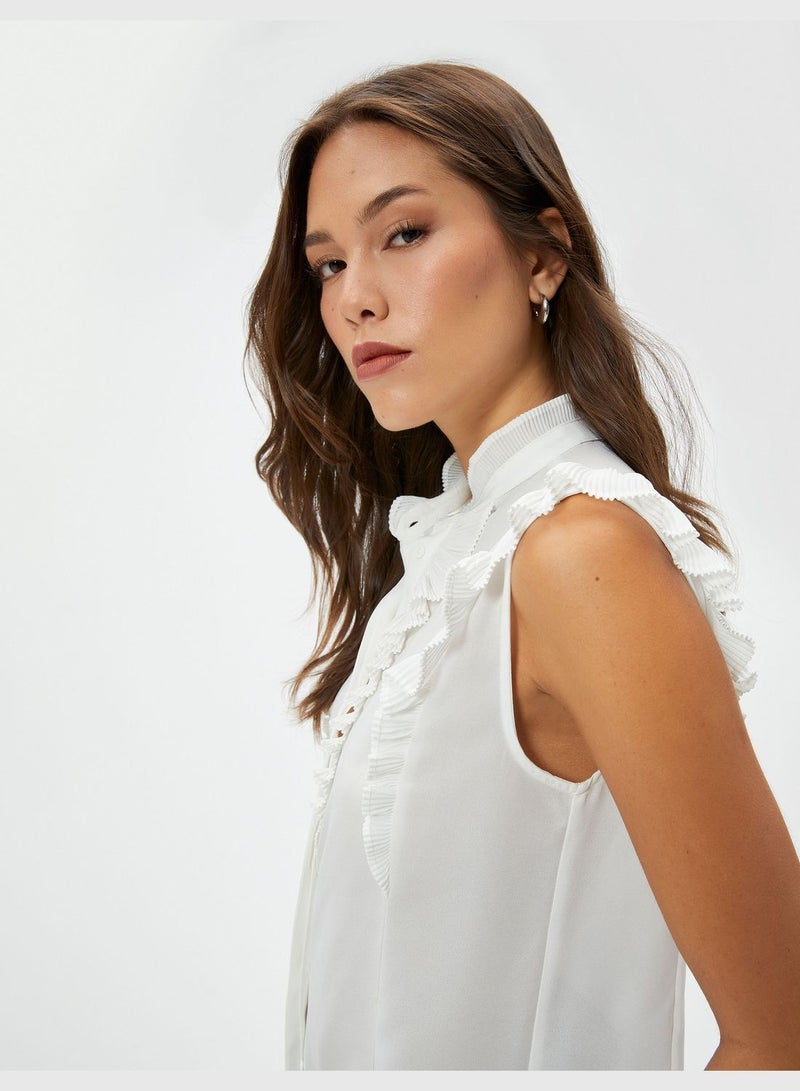 Sleeveless Ruffle Chiffon Shirt