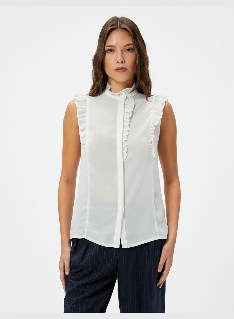 Sleeveless Ruffle Chiffon Shirt