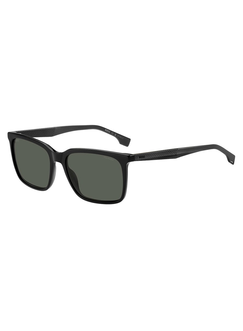 Men's Polarized Rectangular Sunglasses - Boss 1579/S Black Millimeter - Lens Size: 57 Mm