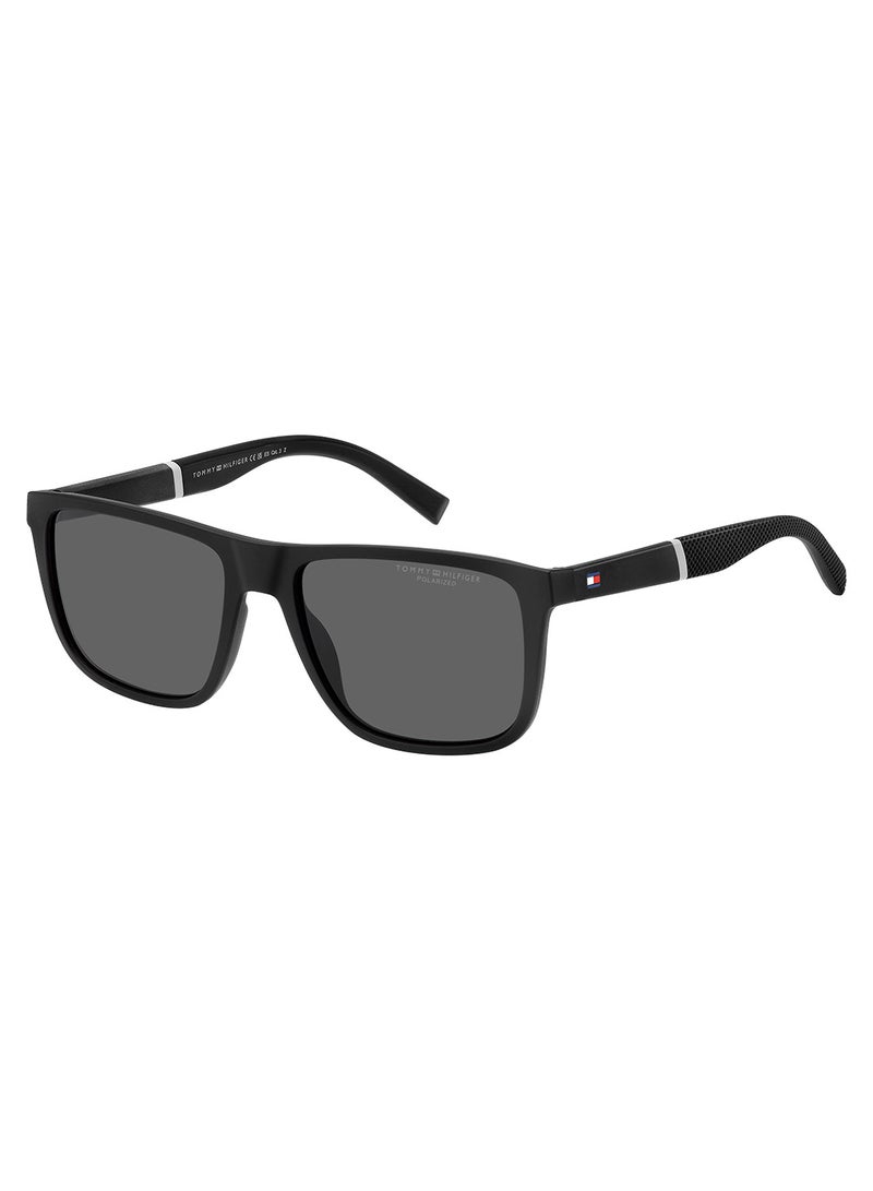 Men's Polarized Rectangular Sunglasses - Th 2043/S Black Millimeter - Lens Size: 56 Mm