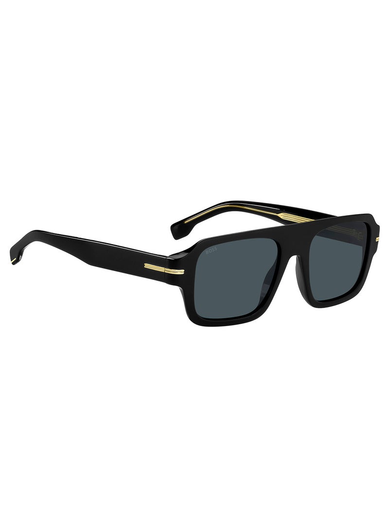 Men's UV Protection Rectangular Sunglasses - Boss 1595/S Black Millimeter - Lens Size: 53 Mm
