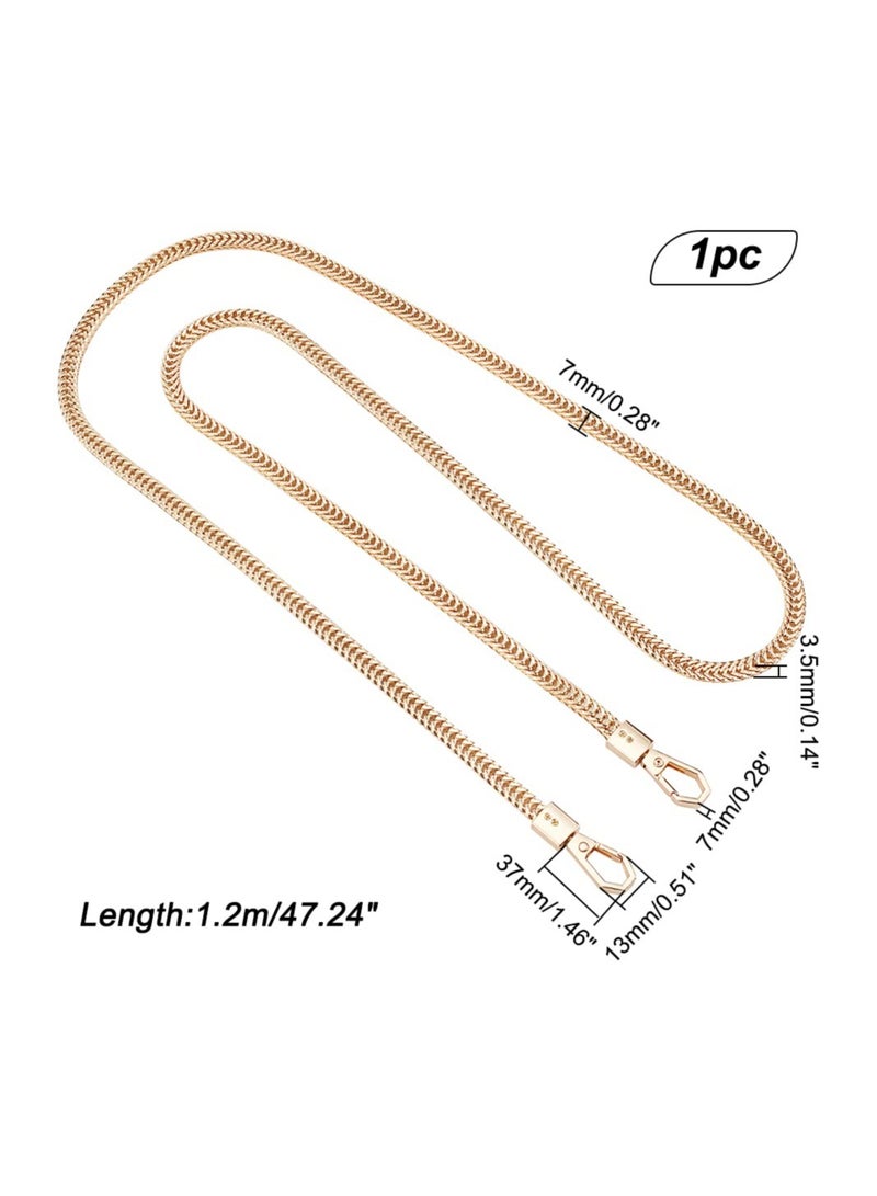 SYOSI Snake Bag Chains Golden Bag Chain Strap Replacement 7mm Wide Flat Chain Strap with Alloy Swivel Clasps Chunky Metal Chains for Wallet Clutch Satchel Tote Bag Shoulder Crossbody Bag (47.2in)