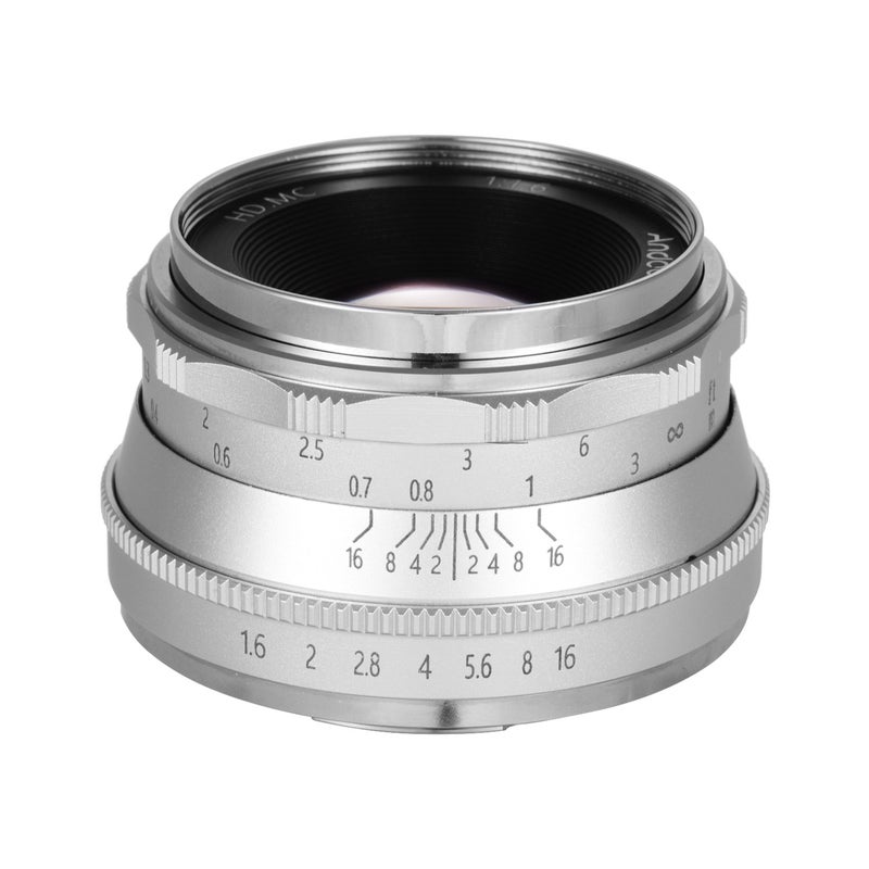 35mm F1.6 Manual Focus Camera Lens For Olympus Silver