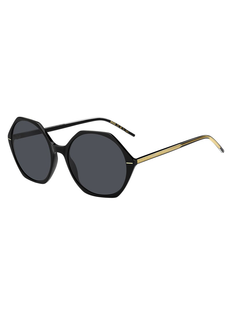Women's UV Protection Round Sunglasses - Boss 1585/S Black Millimeter - Lens Size: 56 Mm