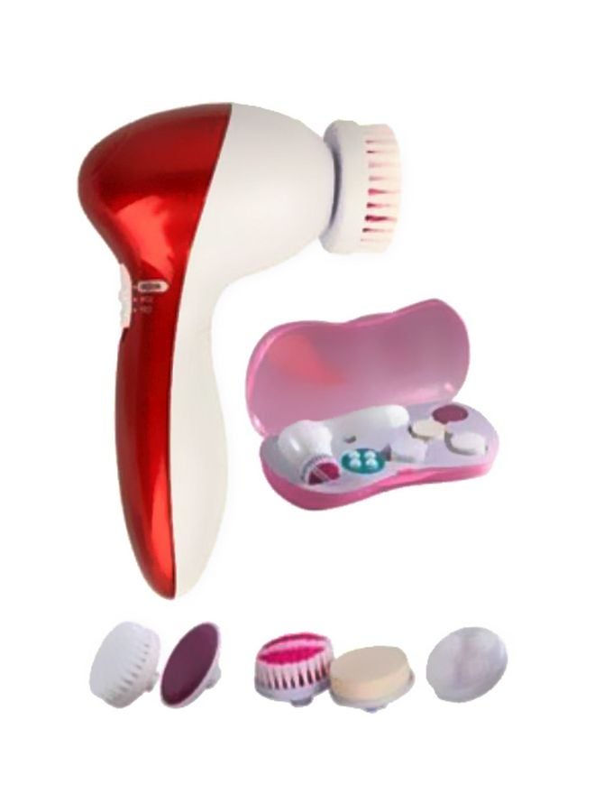 6-In-1 Face Cleansing Massager Red/White/Pink