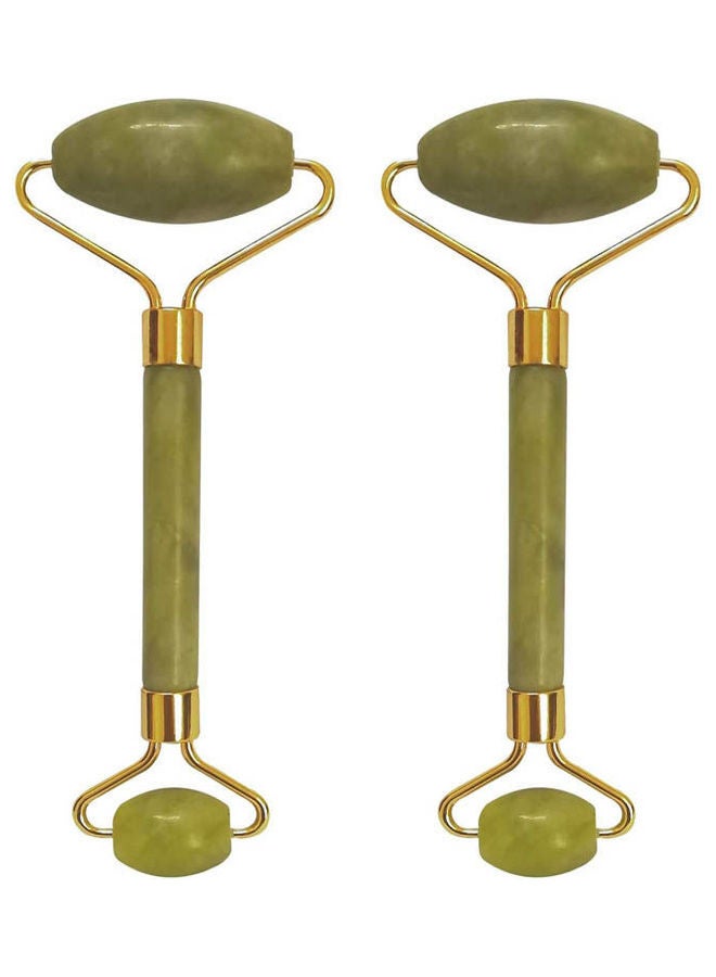 Authentic Natural Stone Jade Roller For Face Eyes Neck Body Tool Jade Facial Roller Noiseless Facial Massage Roller 2 Pcs Green