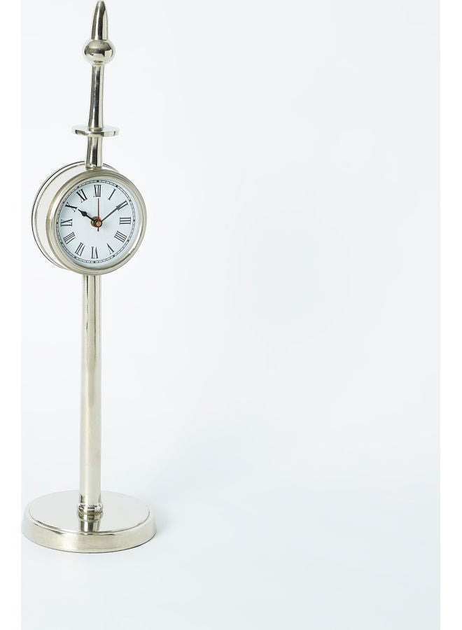 Mia Dainty Clock On Stand Silver/White 14cm