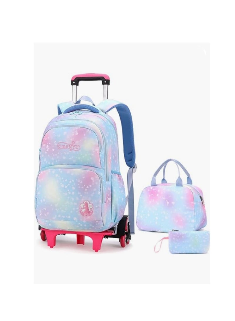 Kids Rolling Backpacks Large Capacity Children School Bag Wheeled Boys Girls Luggage Bag Fashion Printed Trolley Bags for Elementary and Middle School
