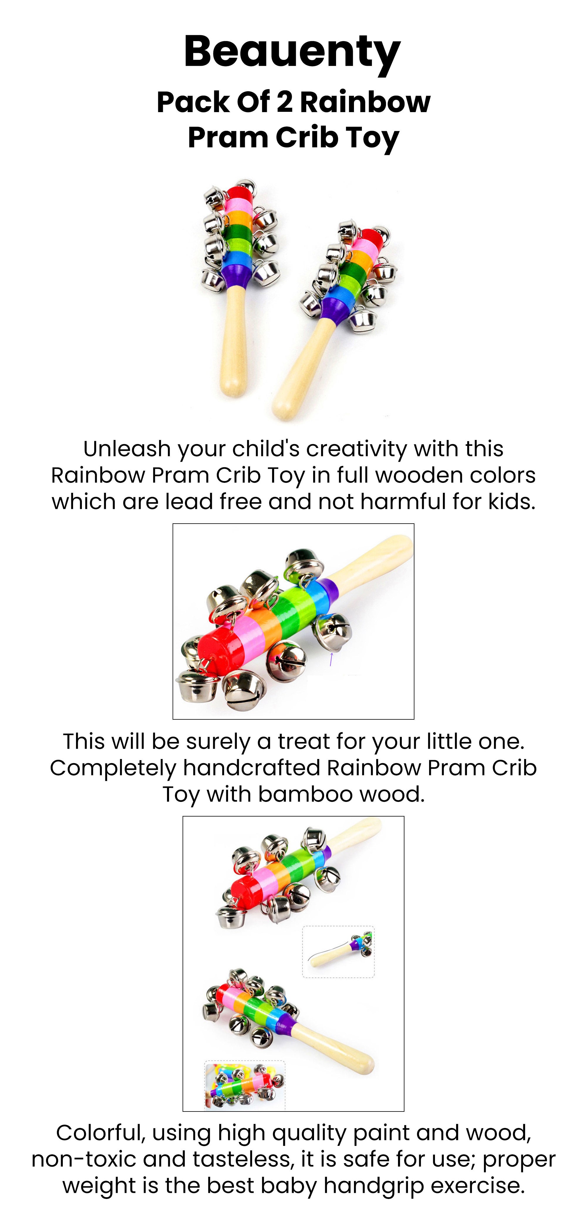 Pack Of 2 Rainbow Pram Crib Toy 18x6cm