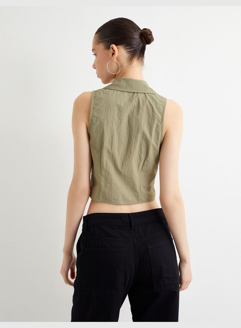 Sleeveless Crop Shirt