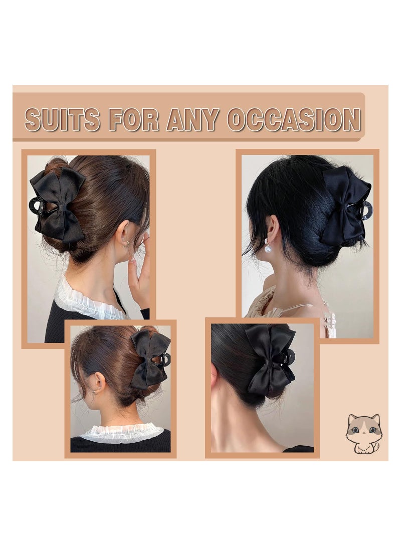 SYOSI Premium Black Bow-Knot Hair Clips for Women Thick Hair & Thin Hair, Hair Bows Claw Clip for Women Girls, Big Bows Hair Clips, Nonslip Bows Claw Clips for Women, Bow Clips for Women,Bow Clips