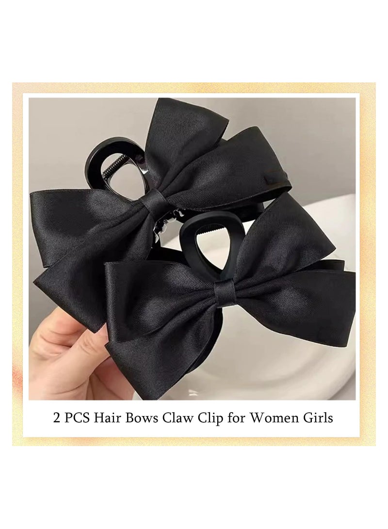 SYOSI Premium Black Bow-Knot Hair Clips for Women Thick Hair & Thin Hair, Hair Bows Claw Clip for Women Girls, Big Bows Hair Clips, Nonslip Bows Claw Clips for Women, Bow Clips for Women,Bow Clips