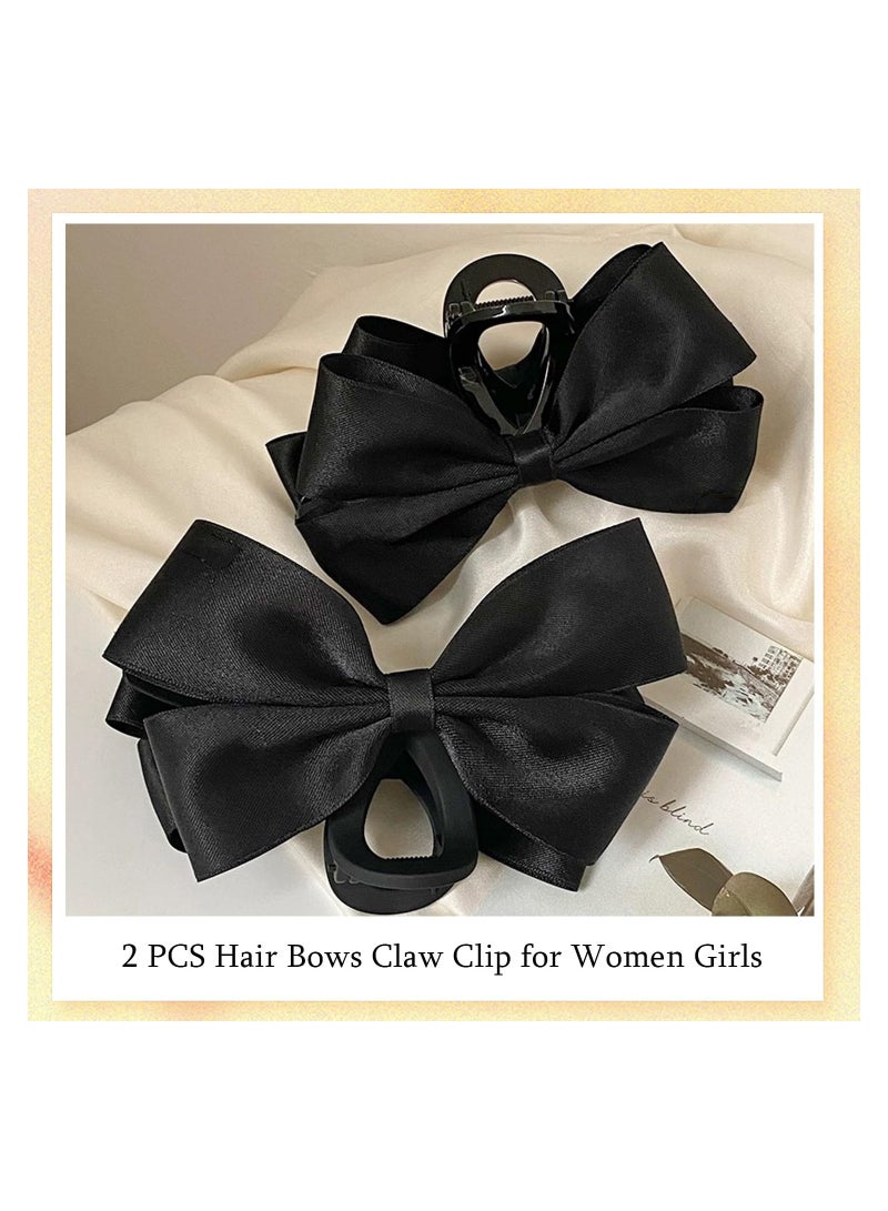 SYOSI Premium Black Bow-Knot Hair Clips for Women Thick Hair & Thin Hair, Hair Bows Claw Clip for Women Girls, Big Bows Hair Clips, Nonslip Bows Claw Clips for Women, Bow Clips for Women,Bow Clips