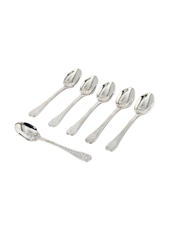 6-Piece Aluminium Dinner Spoon Set Silver 12cm