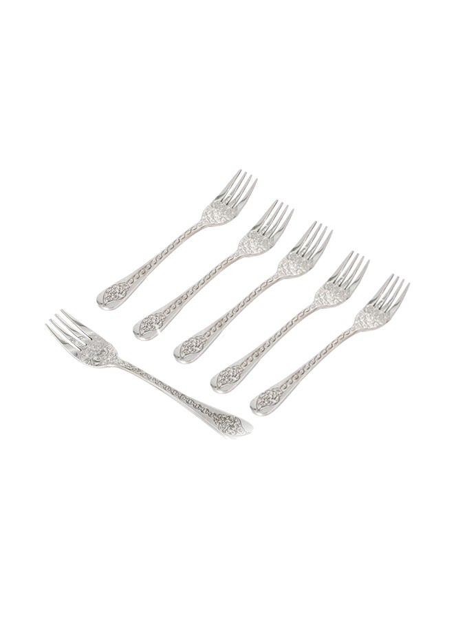 6-Piece Fork Set Silver 12cm