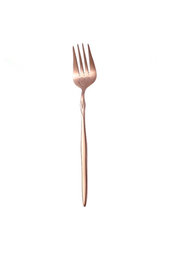 2-Piece Design Fruit Fork Set Gold 18.8cm